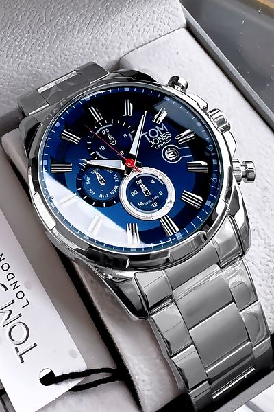 Tom Jones Men's Wristwatch 3 Atm Waterproof Silver Color Steel Strap
