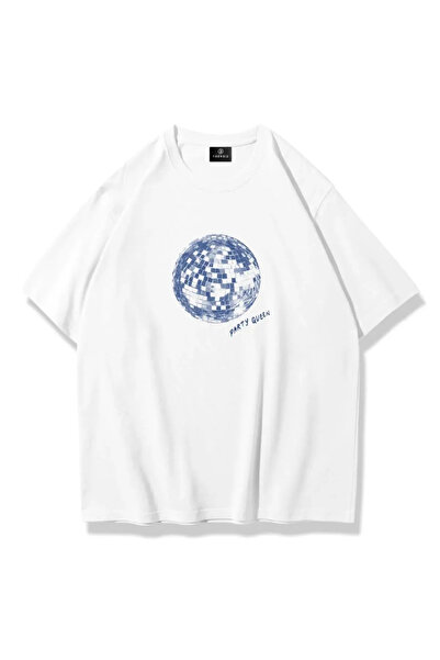 weywot Унисекс тениска Party Queen, бяла