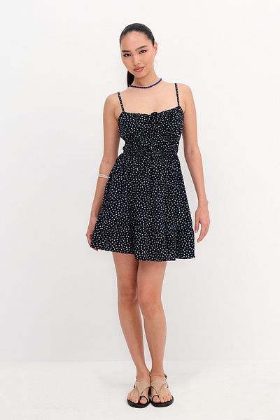 Addax Adjustable Straps Print Short Dress E16582
