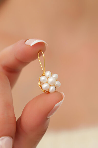 Bayar Gold 14 Ayar Altın İncili Papatya Küpe