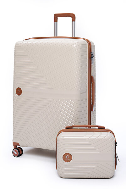 ELATAE Exclusive Pro Polipropilen Kırılmaz 2'li Valiz Seti Büyük Boy ve Makya...