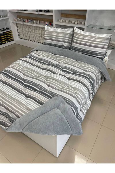 Sudemhome Double Double Sided Luxury Welsoft Elite Quilt Soft Fleece Quilt and Pillowcase Tasel Gray