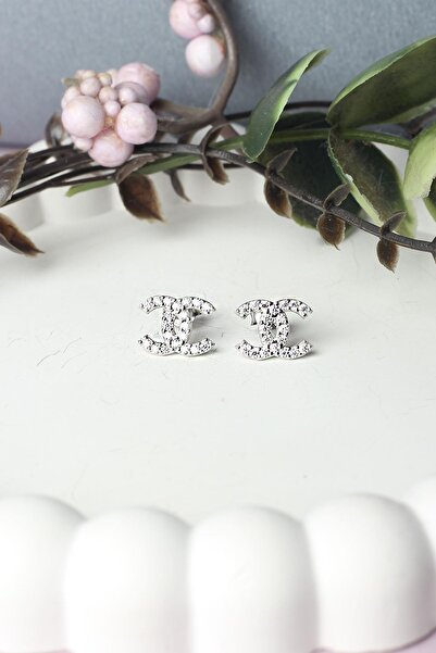 BY BARUN SİLVER Küpe 925 Ayar Zirkon Taşlı Çivili Geçmeli Küpe