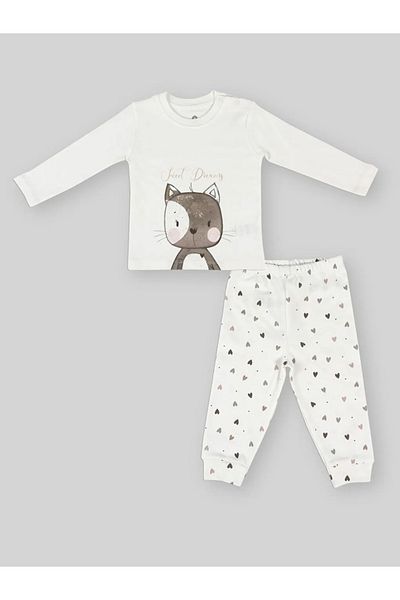 Ugly Duck Baby Girl Heart Pjs Set between 3-36 Months - Ecru