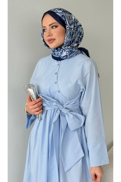 Adalenna Moda Bağlamalı Poplin elbise