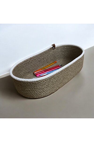 8 Ekim Tasarım Atölyesi سلة منظمة من حبل الجوت الطبيعي