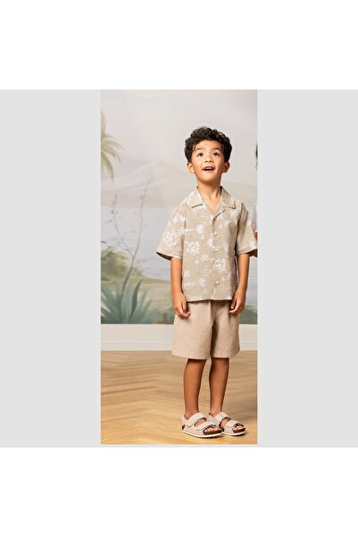 Giordano قميص جونيور كتان مريح بأكمام قصيرة