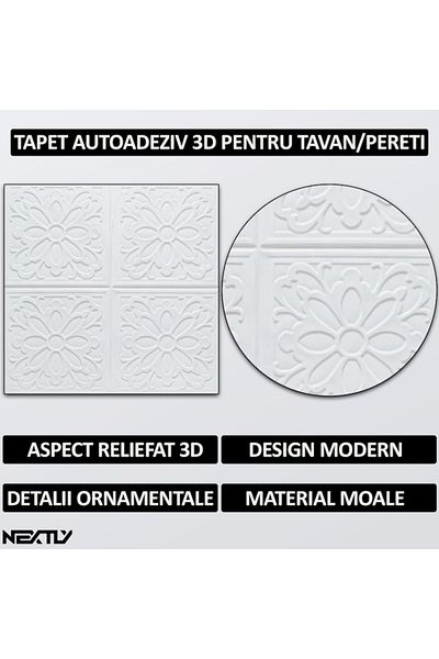 NEXTLY Set 40 X Tapet Autoadeziv 3d , Pentru Perete Sau Tavan, Design Modern, Waterproof, Ajustabil