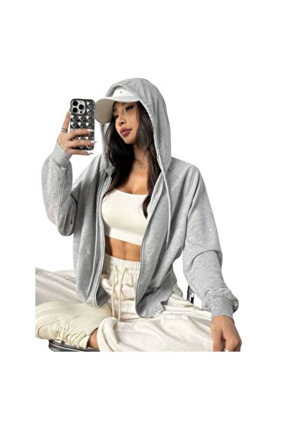 VERSCOVE Hanorac cu glugă Buzunar cangur cu fermoar frontal 2 fire Sezonal Po...