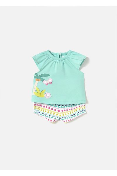 MAYORAL Baby Girl 4 T-Shirt Shorts Suit Turquoise 1671