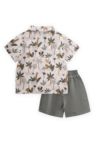 Cigit Patterned Shirt Set 1-6 Years Old Palm Pattern