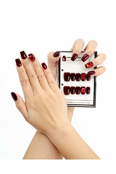 Takma Takma 10'lu Orta Kare Kırmızı TT0933 Tekrar Kullanılabilir El Yapımı Pr...