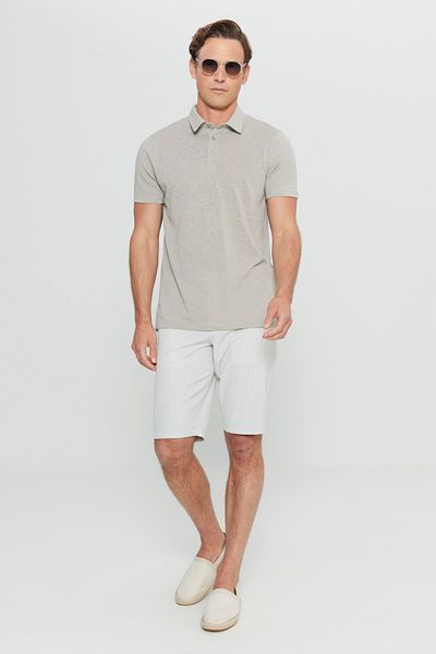 ALTINYILDIZ CLASSICS Men's Gray Cotton Slim Fit Slim Fit Polo Neck T-Shirt