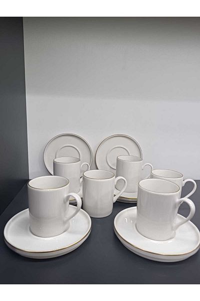 MORMAVİ Moravian Porcelain Essen 12 Pieces Coffee Cup Set for 6 Persons