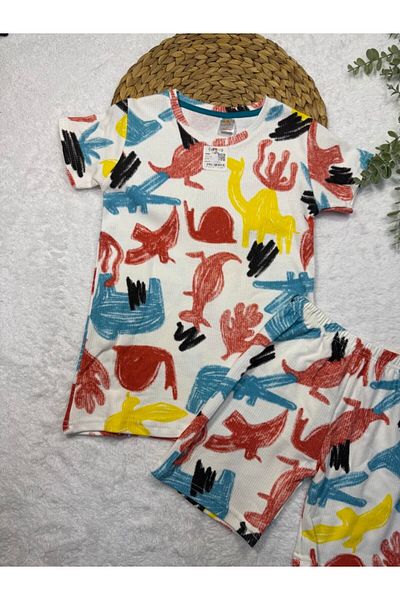 TİJK Boy's Dinosaur 100% Cotton Pajama Set