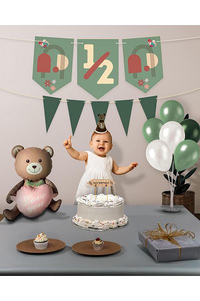 SmyrnaDesing 1/2 Month Half Age Party Set