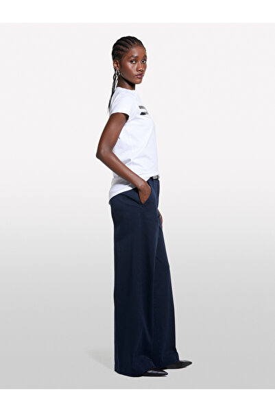 Sisley Women's White Mix 100% Cotton Printed Crew Neck Regular Fit T-Shirt