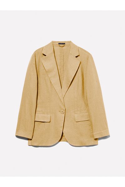 Sisley Women's Paper Bag 100% Linen Single Button Blazer Jacket
