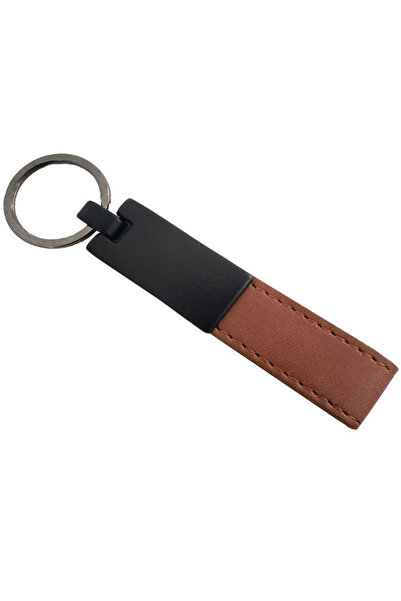 BSRE Tan Color Leather Metal Keychain
