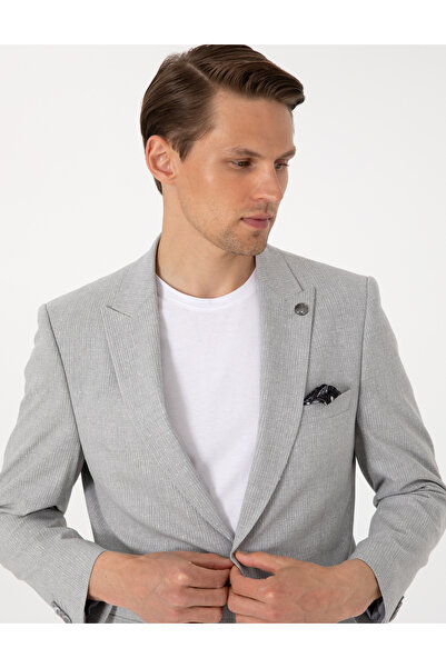 Pierre Cardin Gri Slim Fit Çizgili Takım Elbise 50302435-VR024