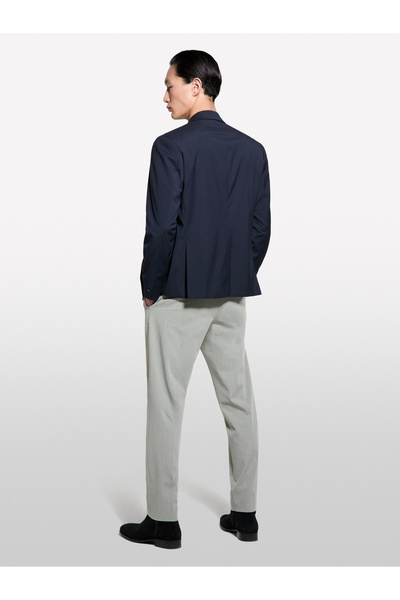 Sisley Ανδρικό σακάκι μπλέιζερ σε σκούρο μπλε ναυτικό βισκοζέ μείγμα διπλό πέτο Regular Fit