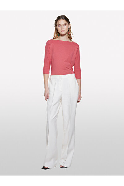 Sisley Γυναικείο μπλουζάκι με λαιμόκοψη σε σκούρο ροζ χρώμα