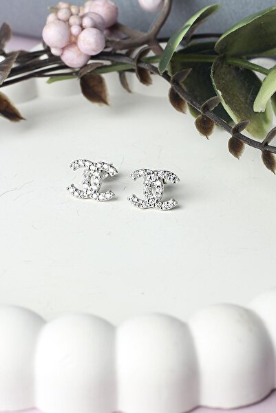 BY BARUN SİLVER Küpe 925 Ayar Zirkon Taşlı Çivili Geçmeli Küpe