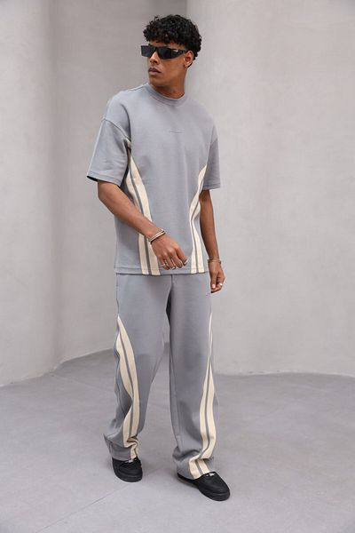 The Champ Clothing Relaxed Cut Stripe Detailed Minimal Striped Oversize Men's Casual Suit