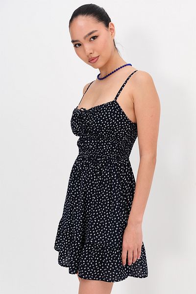 Addax Adjustable Straps Print Short Dress E16582