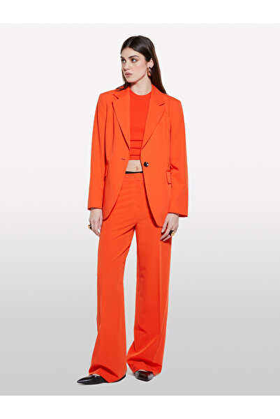Sisley Kadın Nar Çiçeği Streç Viskozlu Tek Düğmeli Regular Fit Blazer Ceket