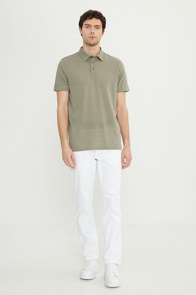 ALTINYILDIZ CLASSICS Men's Khaki Cotton Slim Fit Slim Fit Polo Neck T-Shirt