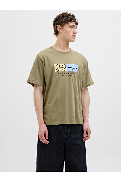 Jack & Jones Jack Jones Jorfrederiksberg Box Script Tee Ss Cn Ln Tricou verde pentru bărbați 12278266-21