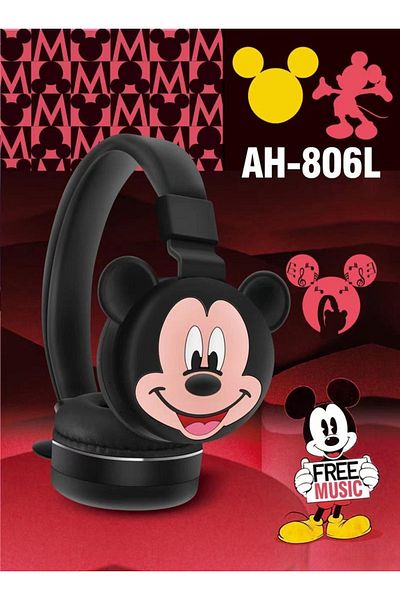 Generic Kids Cartoon Wireless Bluetooth Headset (Black) AH806L| Foldable, Safe Volume, Fun , Lightweight