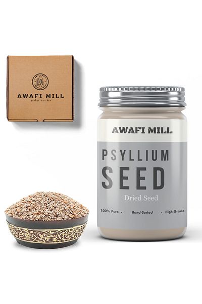 AWAFI MILL بذور السيليوم | اسبغول | بلانتاجو أوفاتا - زجاجة 100 جرام / 3.5 أوقية