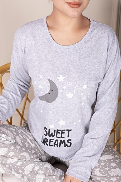 Niket Life SWEET DREAMS PATTERNED PAJAMAS SET GRAY