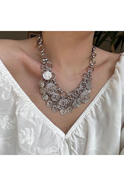 Alice İsstanbul Silver 2 Row Medallion Necklace
