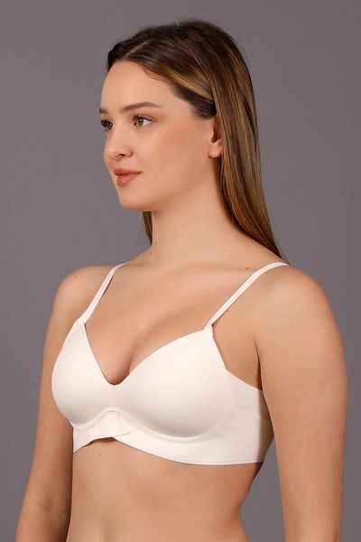 Niket Life Seamless Non-Padded Covered No Underwire Cross Cut Waist B Cup Basic Bra ECRU