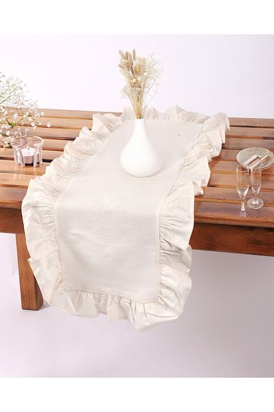 ÇIQRIK HOME Προσαρμοσμένο Μέγεθος Natural Beach Vintage Linen Runner 40x155 cm