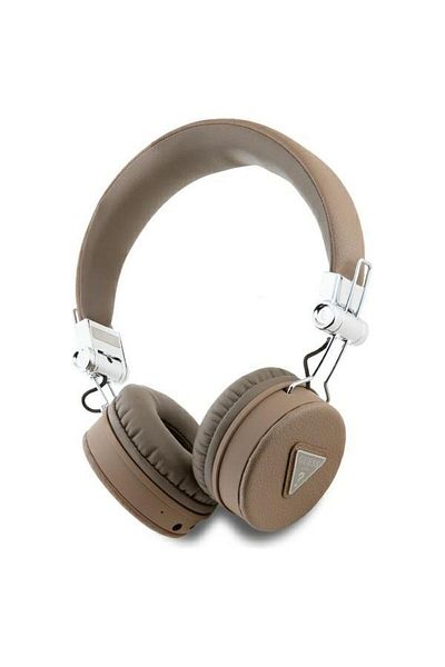 REDz Accessories Căști fără fir Guess, Bluetooth, rotunde clasice texturate din PU, maro