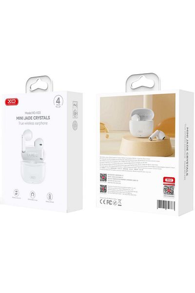 REDz Accessories Căști wireless, Xo-x33 Mini Jade Crystals, Bt5.3 și TWS, capacitate de 250 mAh, 4 ore, alb
