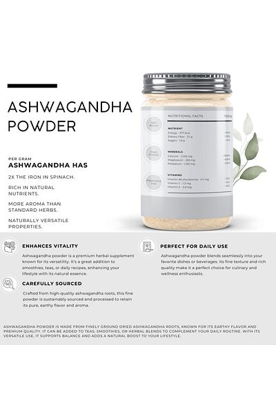 AWAFI MILL Ashwagandha Powder - Bottle of 100 gram / 3.5 Oz