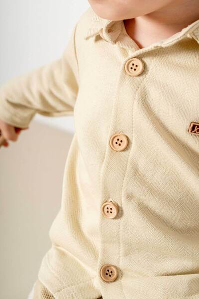 bombe Baby Kids krém - Khaki pamut 2 részes szett First Ben Trend Fashion alsó felső szett