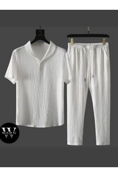 warn Bürümcük Crinkle Fabric Summer Lycra Unisex Women's Men's Long Sleeve Summer Suit
