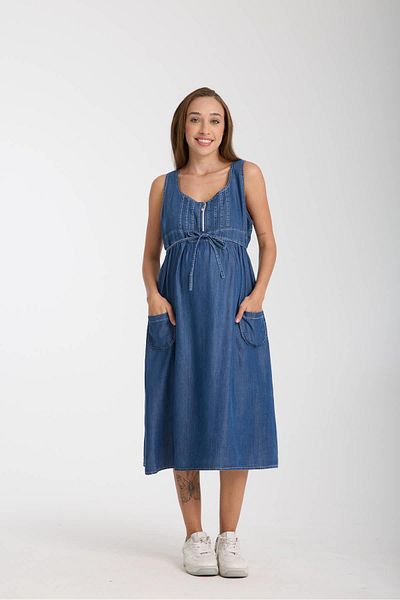 Işşıl IŞŞIL 4562-Rochie de maternitate cu lungime midi cu detaliu de alăptare Lyocell