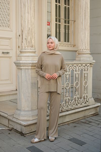 LOCCO Γυναικεία Κρέμα Σετ Kaftan Basic