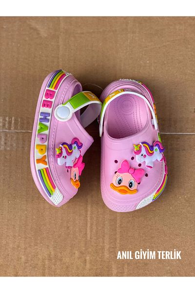 Calx Sandale cu talpă anti-alunecare cu unicorn roz pentru fete