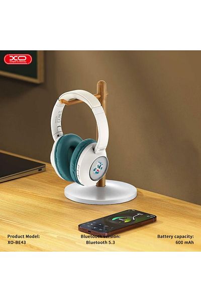 REDz Accessories XO-BE43 Lion Bluetooth Headset, Gaming, 600mAh, 30 Hours Battery Life, Colorful LED, White and Green