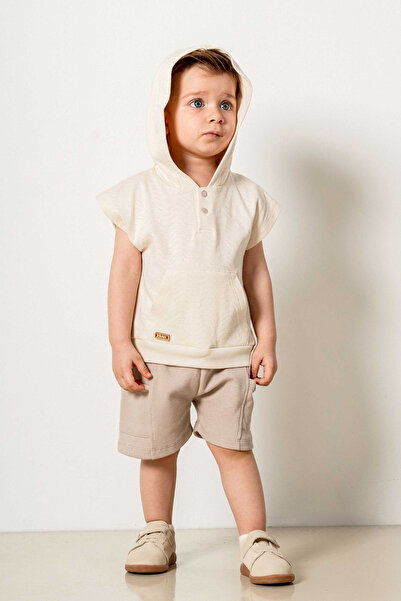 bombe Baby Kids Boy Bottom Top Double Set Cream-Beige