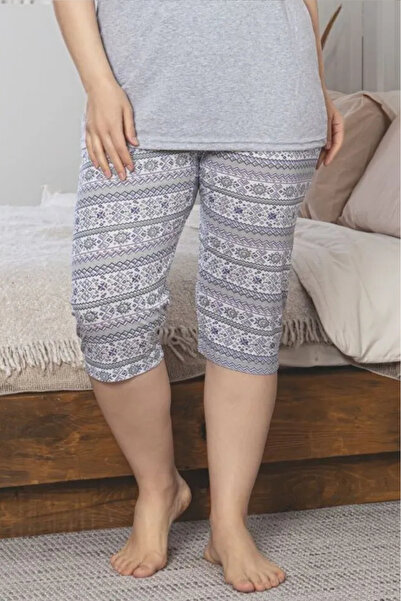 Farya Home Σετ πιτζάμες Capri με λαιμόκοψη με βαμβακερό σχέδιο X-Dreamy Plus Size