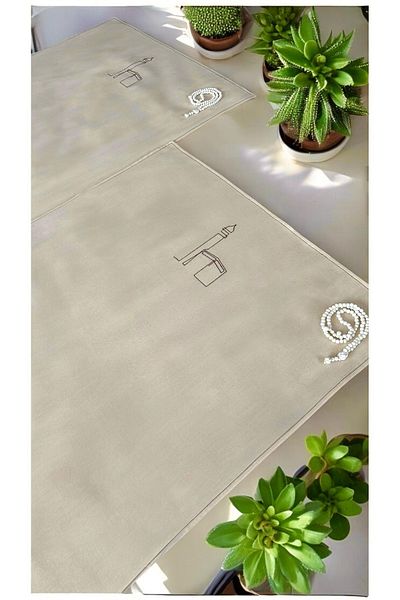 Nurdan Keskin Minimal Linen Prayer Rug, Dowry and Gift Bag